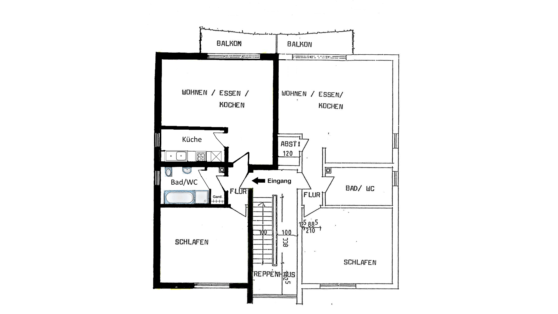 Nümbrecht: 2-Zimmer-Appartement mit großem Balkon, Grundriss